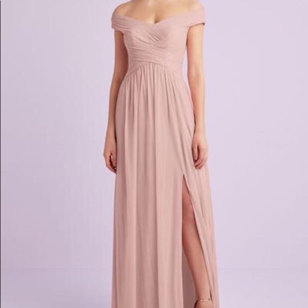 Crisscross Off-the-Shoulder Mesh Bridesmaid Dress
